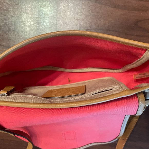 COACH Signature Tan Canvas Leather Crossbody Bag - Picture 5 of 7